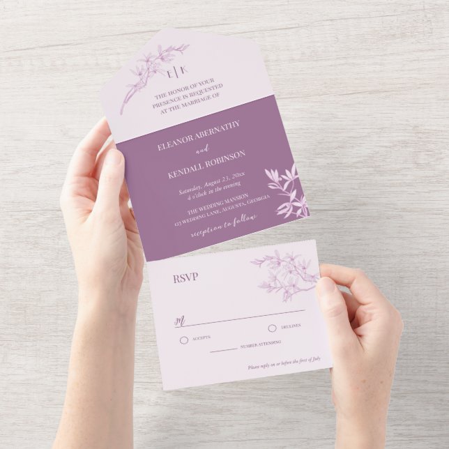 Timeless Flower Monogram Wedding  All In One Invitation (Tearaway)