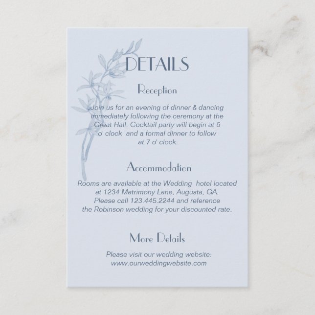Timeless Flower Monogram Wedding Details Enclosure Card (Front)