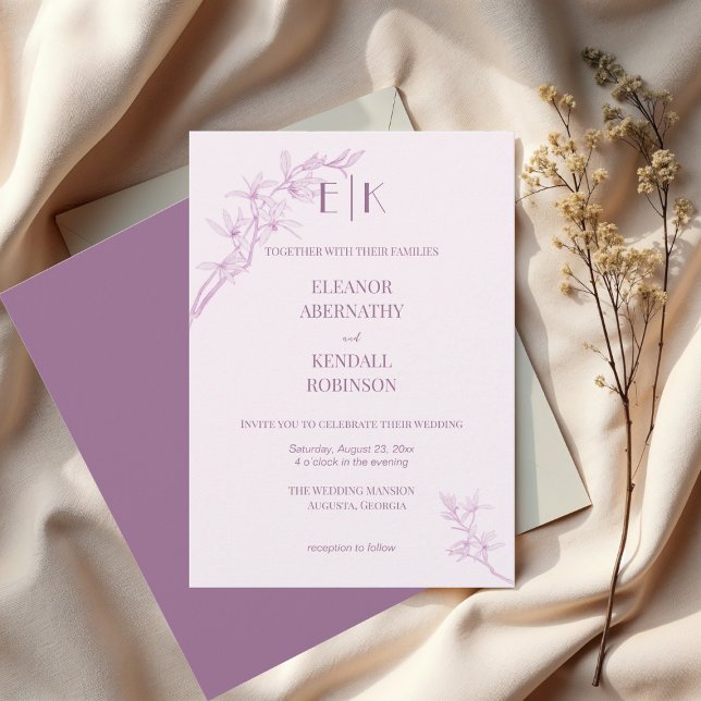 Timeless Flower Monogram Wedding Invitation (Creator Uploaded)
