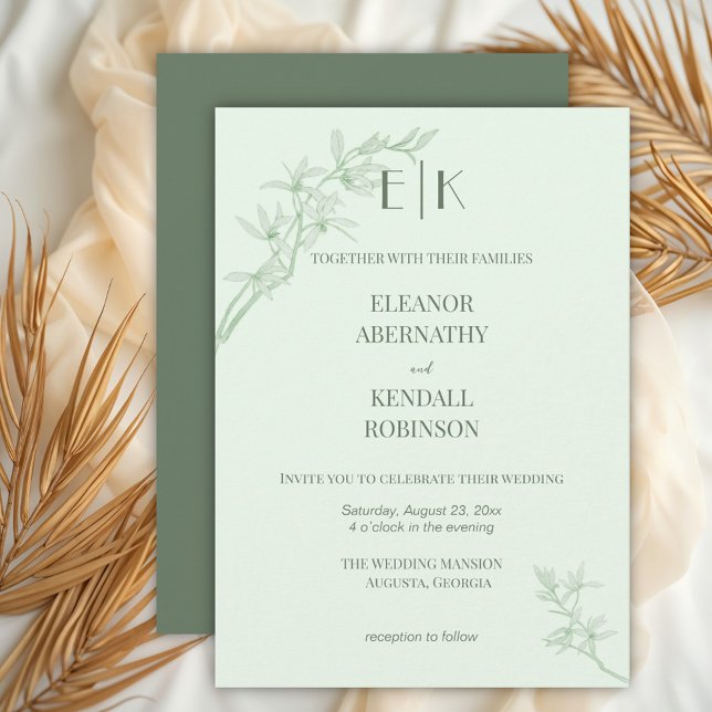 Timeless Flower Monogram Wedding Invitation (Creator Uploaded)