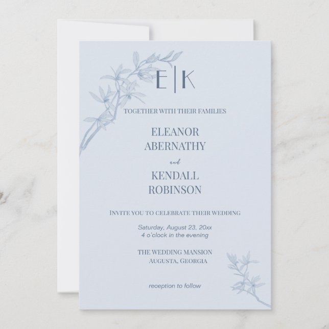Timeless Flower Monogram Wedding Invitation (Front)