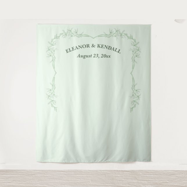 Timeless Flower Wedding Photo Booth Backdrop Tapestry (Front)