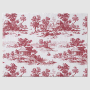 Timeless French Red Toile with Scenic Village Tissue Paper
