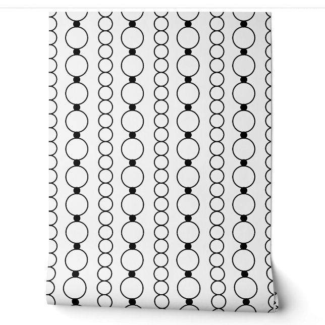 Timeless Glam Pearl Strand Striped Pattern Elegant Wallpaper (Unrolling)
