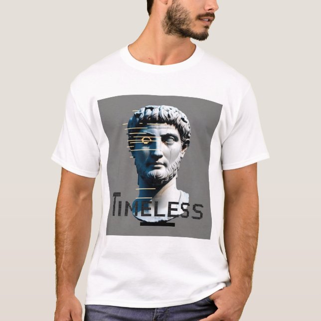 Timeless Glitch Statue T-Shirt – Classic Meets Dig (Front)