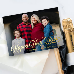Timeless Glow Foil Happy New Year Photo Card