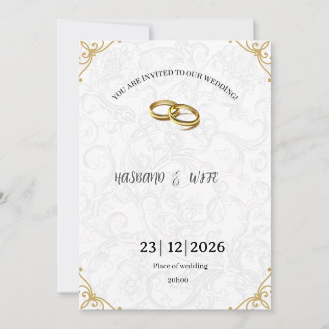 Timeless Gold Corner Accents Wedding Invite (Front)