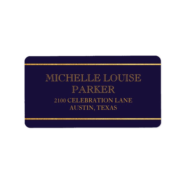 Timeless Gold Nautical Blue Classic Personalised Label (Front)
