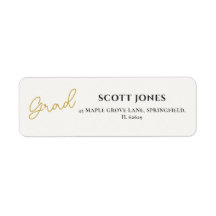 Timeless Gold Script Grad Return Label