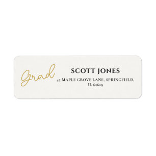 Timeless Gold Script Grad Return Label Return Address Label