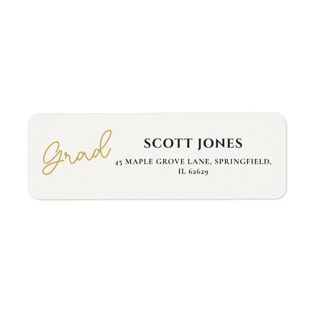 Timeless Gold Script Grad Return Label Return Address Label (Front)
