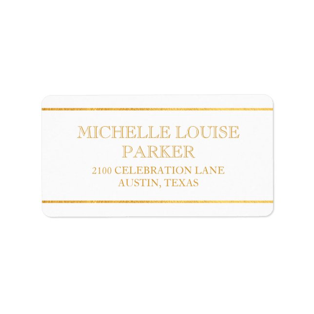 Timeless Gold White  Personalised Label (Front)