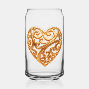 Timeless Golden Heart Symbol of Love Can Glass