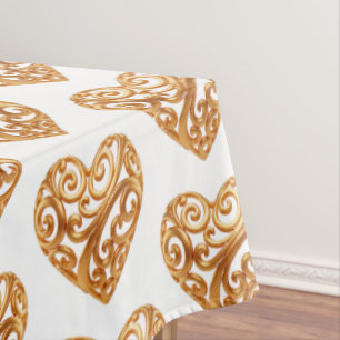 Timeless Golden Heart Symbol of Love Tablecloth