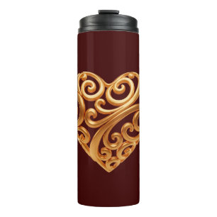 Timeless Golden Heart Symbol of Love Thermal Tumbler