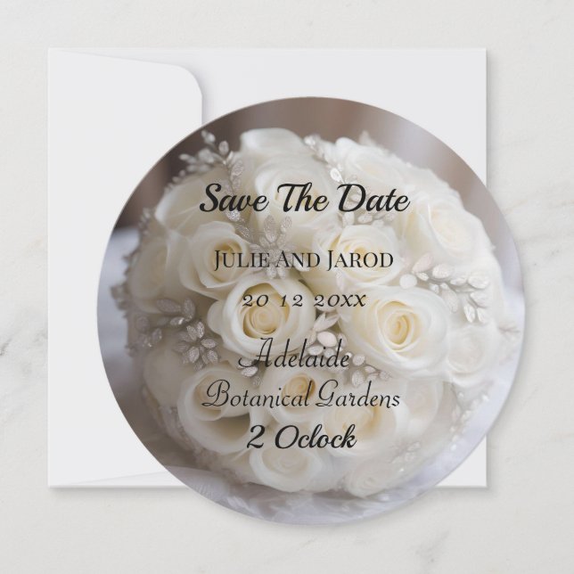 "Timeless Grace: A Topiary of White Wedding Roses" (Front)