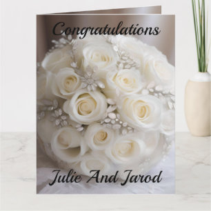 "Timeless Grace: A Topiary of White Wedding Roses" Card