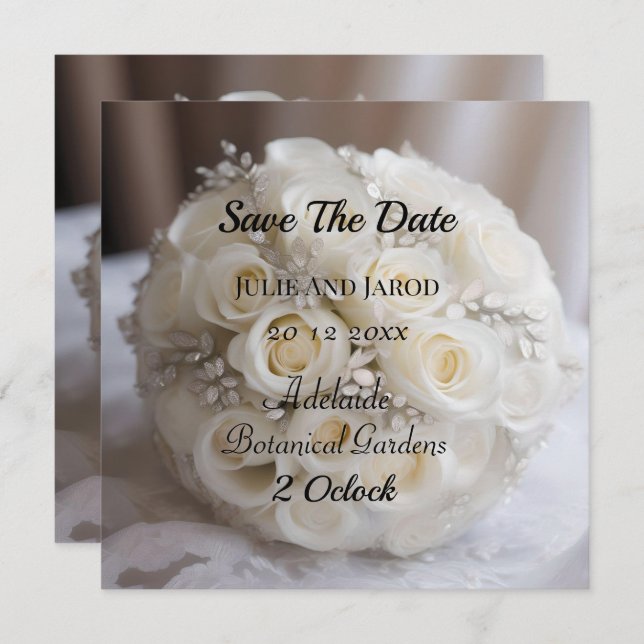 "Timeless Grace: A Topiary of White Wedding Roses" Card (Front/Back)