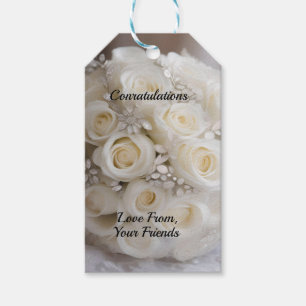 "Timeless Grace: A Topiary of White Wedding Roses" Gift Tags