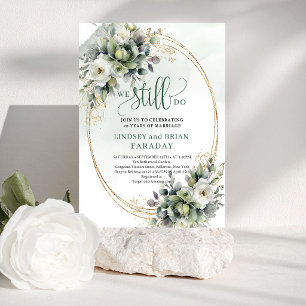 Timeless Green and White We Still Do Invitation