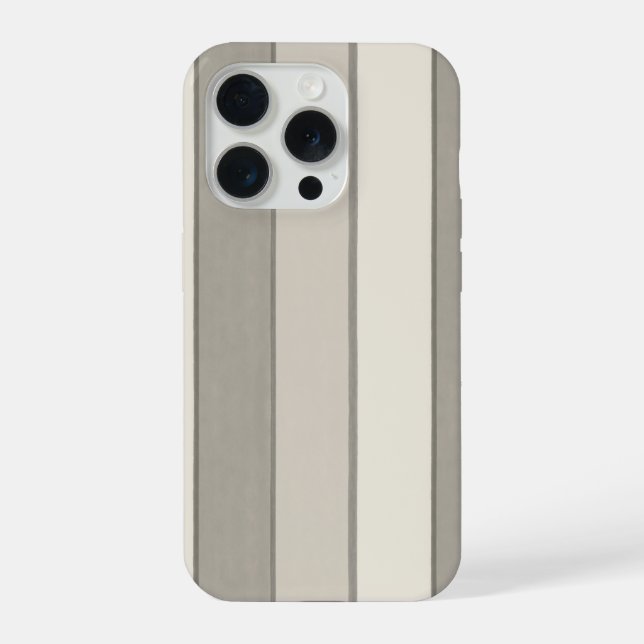 Timeless Greige Painterly Cabana Stripe Pattern iPhone Case (Back)