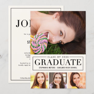 Timeless Grid EDITABLE COLOR Graduation Invitation
