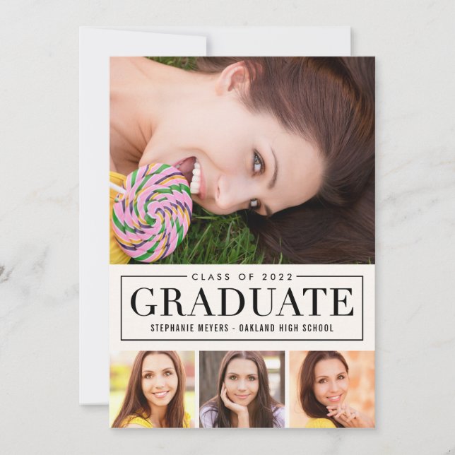 Timeless Grid EDITABLE COLOR Graduation Invitation (Front)