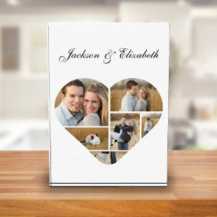 Timeless Heart Shape Personalised Couple Collage Photo Block