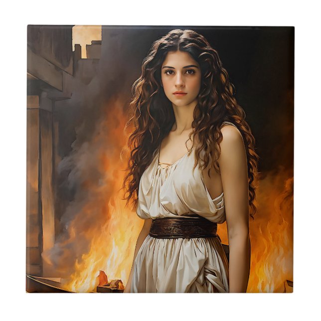 "Timeless Helen: Troy’s Catalyst" Ceramic Tile (Front)