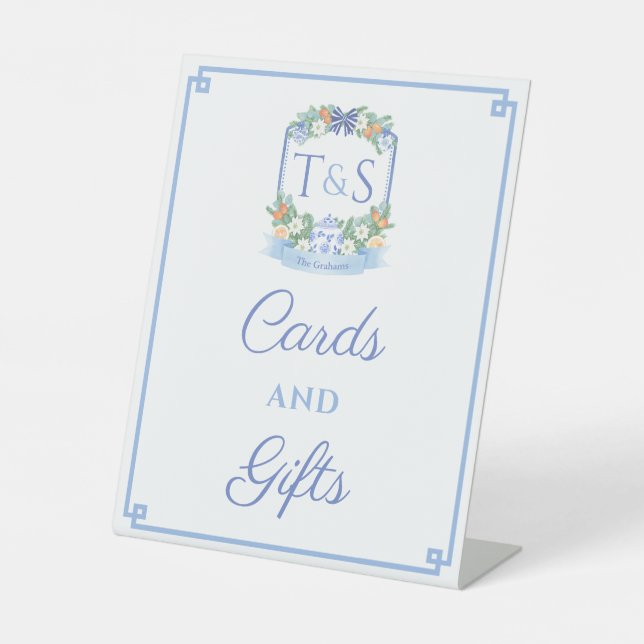Timeless Holidays Wedding Crest Cards And Gifts Pedestal Sign (Front)