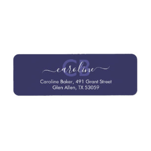 Timeless - Indigo Blue Monogram Address Label Return Address Label