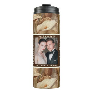 Timeless Ivory Calla Lilies Accent Wildflower Thermal Tumbler