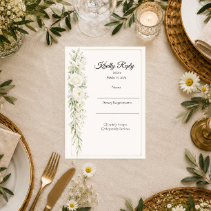 Timeless Ivory Floral Elegance Wedding RSVP Card