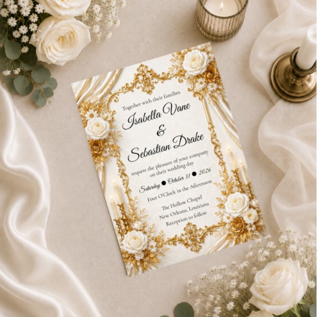 Timeless Ivory Gold Elegance Wedding Invitation (Creator Uploaded)