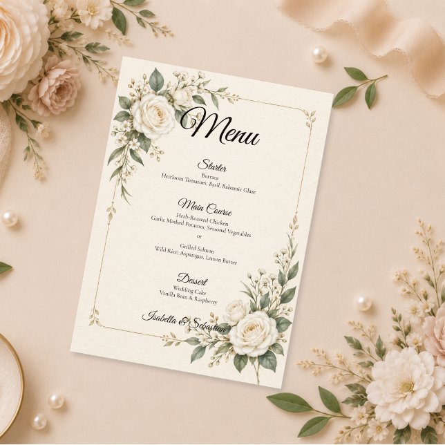 Timeless Ivory Rose Wedding Menu (Creator Uploaded)