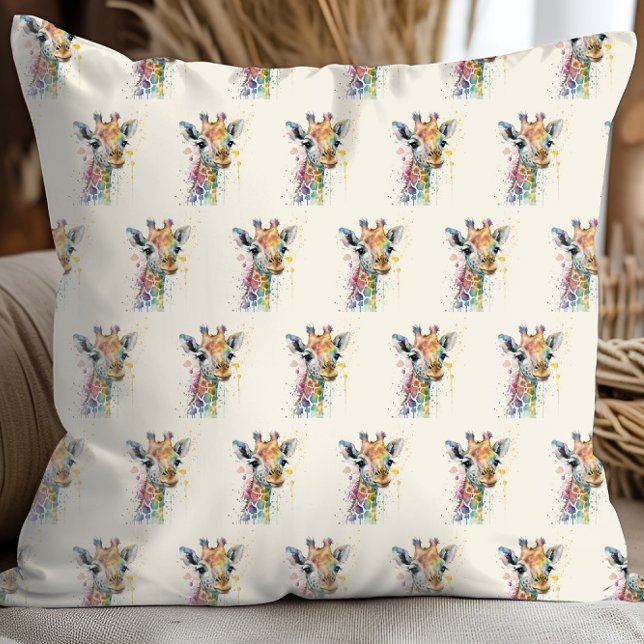 Timeless Ivory Watercolor Giraffe Pattern Cushion (Creator Uploaded)