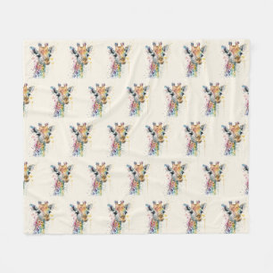 Timeless Ivory Watercolor Giraffe Pattern Fleece Blanket