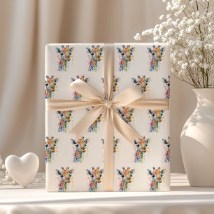 Timeless Ivory Watercolor Giraffe Pattern Wrapping Paper