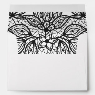 Timeless Lace Look Wedding Black and White Envelopes