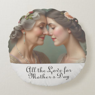 Timeless Love Between Mother and Daughter Round Cushion