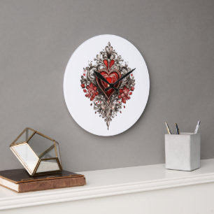 "Timeless Love: Heart Logo on Wall Clock" Large Clock