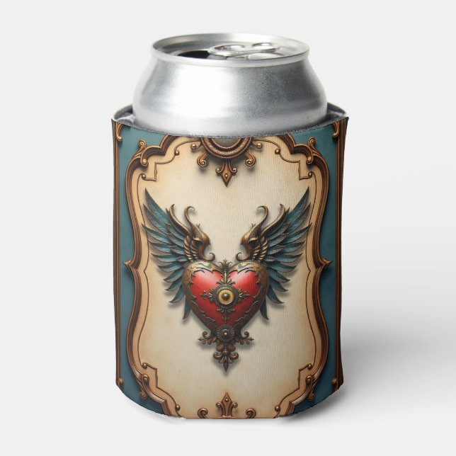 Timeless love, surreal elegance in steampunk style can cooler (Can Front)