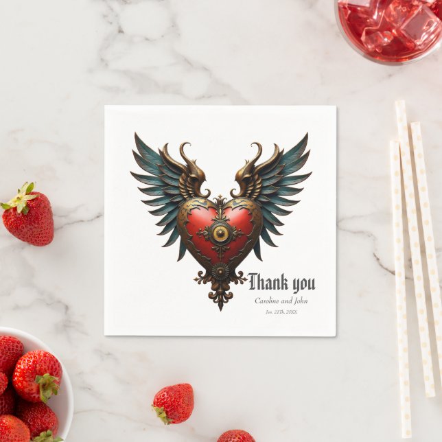 Timeless love, surreal elegance in steampunk style napkin (Insitu)