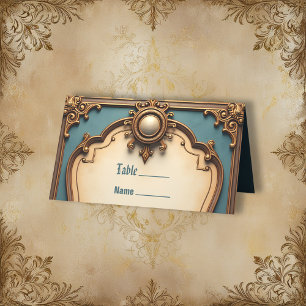 Timeless love, surreal elegance in steampunk style place card