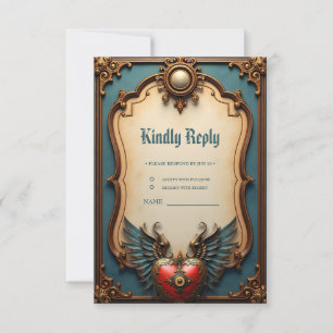 Timeless love, surreal elegance in steampunk style RSVP card