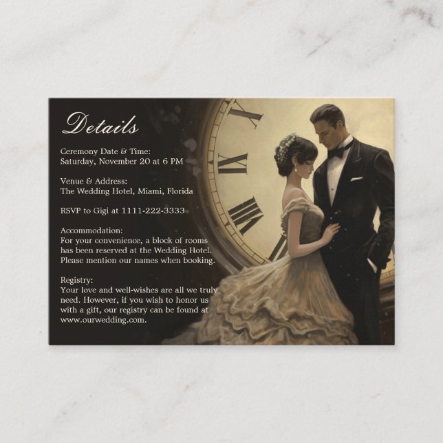 Timeless Love | Vintage Theme Wedding Enclosure Card (Front)