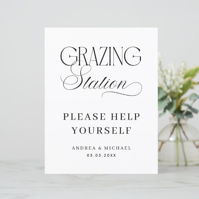 Timeless Luxe Script Grazing Station Wedding Sign (Standing Front)