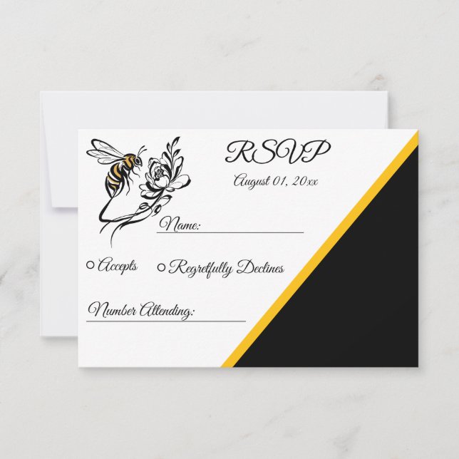 Timeless Luxury Bee Wedding Response Cards (Front)