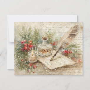 Timeless magic of Christmas. Watercolour. Vintage. Holiday Card