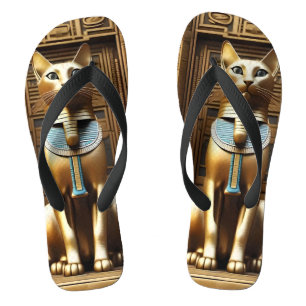 Timeless Majesty: The Golden Egyptian Pharaoh Cat Thongs
